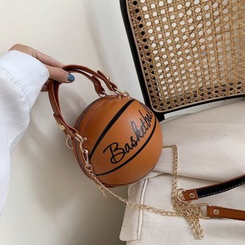 Basketball Shape Small Leather Chain Design Crossbody Bags For Women Fashion Shoulder Messenger Female Luxury Handbags and Purse